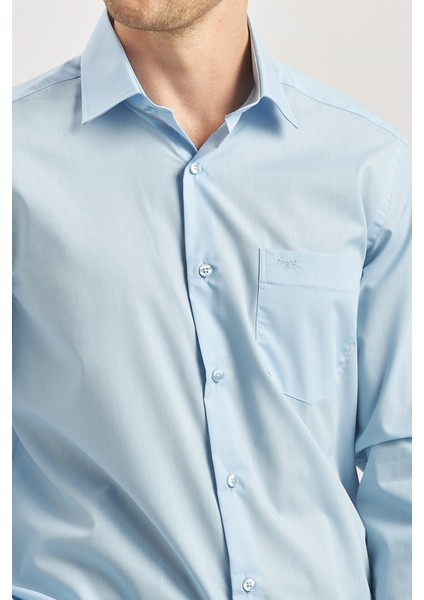 Koyu Mavi Uzun Kollu Sert Yaka Cepli Pamuklu Basic Comfort Fit Rahat Kesim Gömlek 1004240051 modelleri