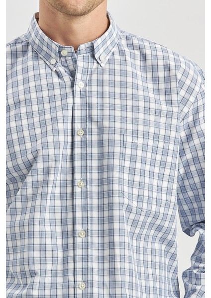 Koyu Lacivert Uzun Kol Ekose Desen Smart Classic Comfort Fit Gömlek 1004240253 modelleri