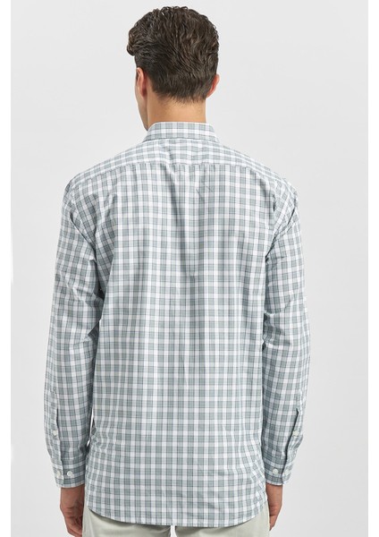 Koyu Yeşil Uzun Kol Ekose Desen Bez Ayağı Smart Düğmeli Yaka Classic Comfort Fit Gömlek 1004240253 indirimleri