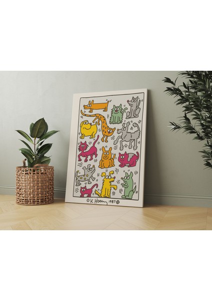 Keith Haring Sanatsal Tablo Pop Art Kanvas Tablo Salon Duvar Dekorasyonu Cafe Dekor