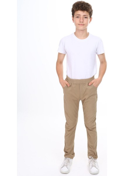 Çocuk Lastikli Esnek Slim Fit Okul Pantolonu