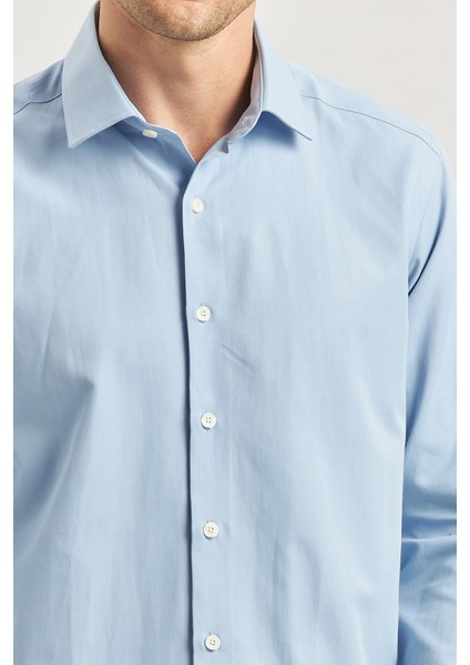Mavi Uzun Kol Düz Bez Ayağı 041 Sert Yaka Classic Slim Fit Gömlek 1004240267 modelleri