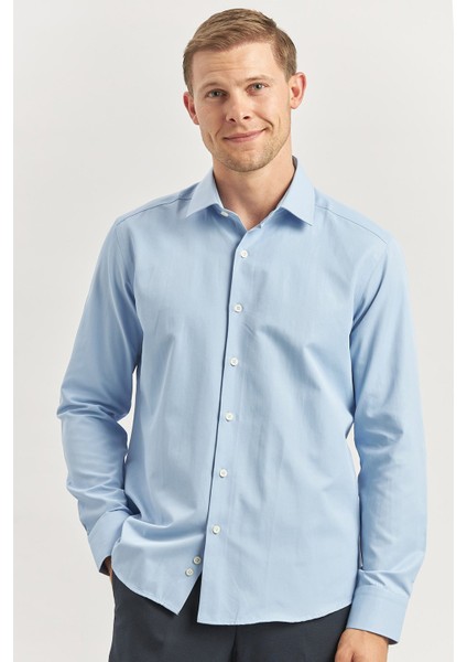 Mavi Uzun Kol Düz Bez Ayağı 041 Sert Yaka Classic Slim Fit Gömlek 1004240267 indirimleri