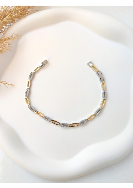 Kadın Zirkon Taşlı Oval Model Vip Kalite Bileklik