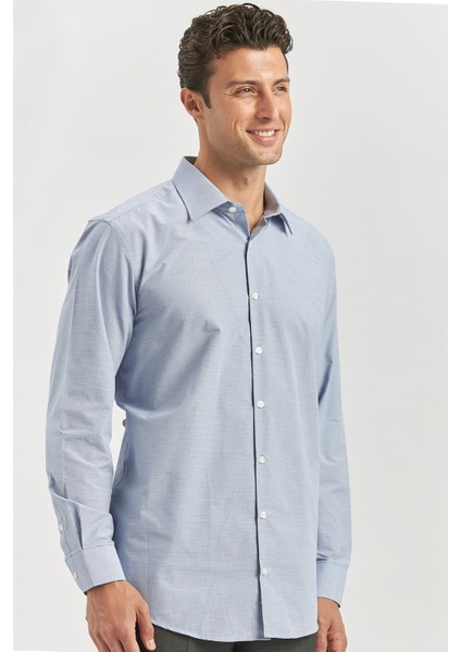 Koyu Lacivert Uzun Kol Kendinden 041 Classic Comfort Fit Gömlek 1004240256 modelleri