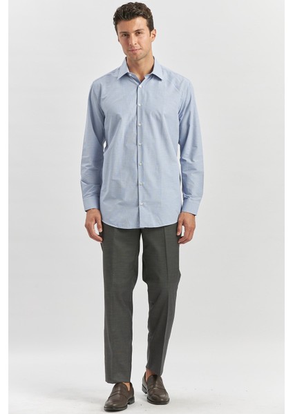 Koyu Lacivert Uzun Kol Kendinden 041 Classic Comfort Fit Gömlek 1004240256 indirimleri