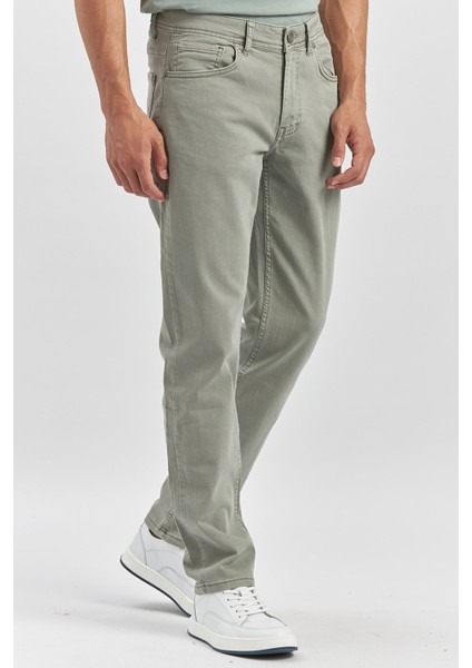 Su Yeşili Düz Gabardin Slim Fit Casual Pantolon 1003240319