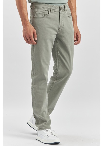 Su Yeşili Düz Gabardin Slim Fit Casual Pantolon 1003240319
