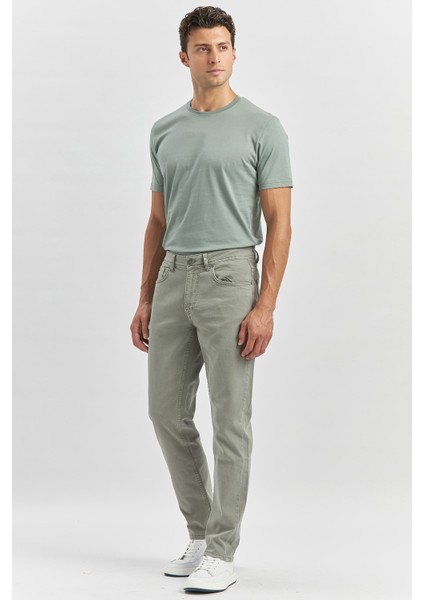 Su Yeşili Düz Gabardin Slim Fit Casual Pantolon 1003240319