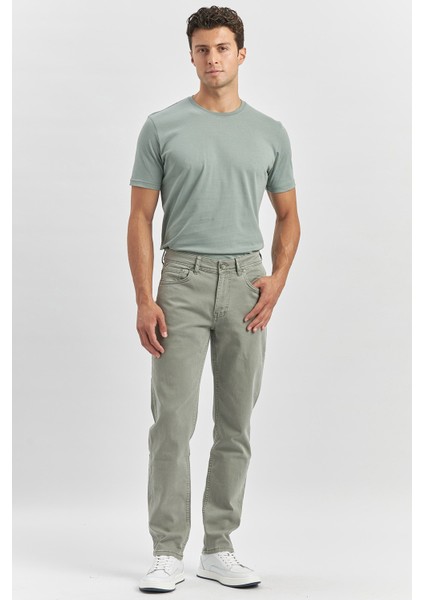Su Yeşili Düz Gabardin Slim Fit Casual Pantolon 1003240319