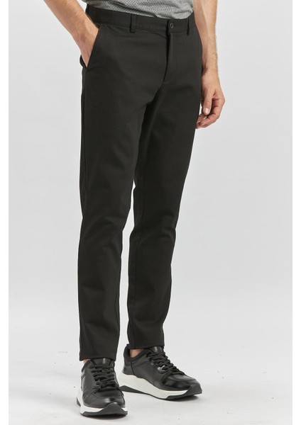 Siyah Düz Armürlü Slim Fit Casual Pantolon 1003240168 fırsatları