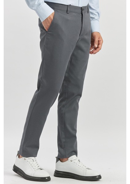 Koyu Antrasit Pamuklu Yandan Cepli Casual Slim Fit Chino Pantolon 1003240168 modelleri