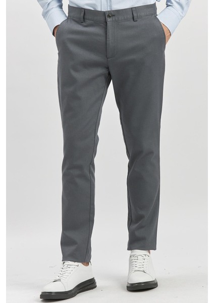 Koyu Antrasit Pamuklu Yandan Cepli Casual Slim Fit Chino Pantolon 1003240168 fırsatları