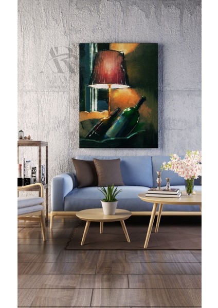 Abajur Turuncu Gece Dekoratif Kanvas Tablo
