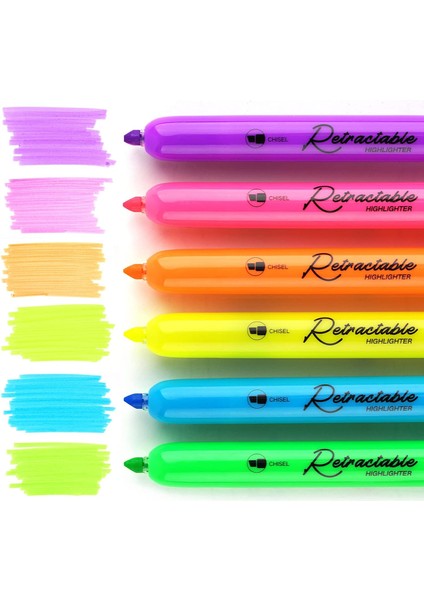 Writech Highlighters Fosforlu Kalemler 6'lı Set - Geri Çekilebilir Tasarım fiyatları