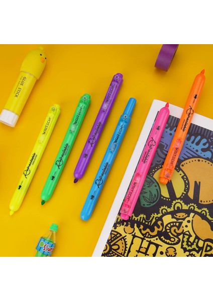 Writech Highlighters Fosforlu Kalemler 6'lı Set - Geri Çekilebilir Tasarım modelleri