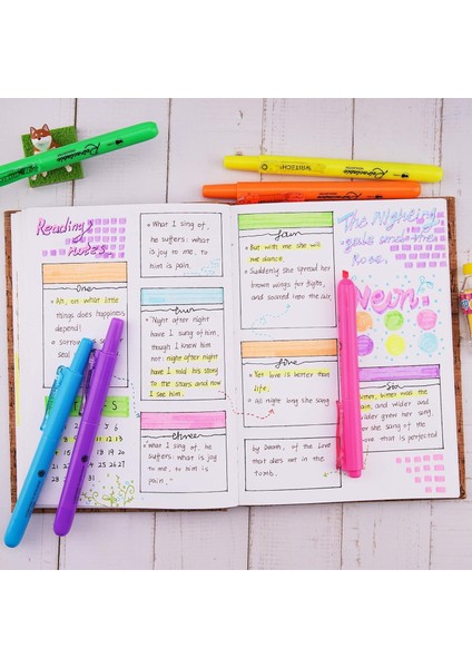 Writech Highlighters Fosforlu Kalemler 6'lı Set - Geri Çekilebilir Tasarım fırsatları