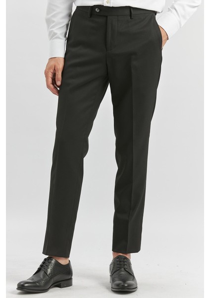Siyah Kendinden Desenli Bez Ayağı Slim Fit Classic Pantolon 1003240165 modelleri