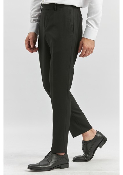 Siyah Kendinden Desenli Bez Ayağı Slim Fit Classic Pantolon 1003240165 indirimleri
