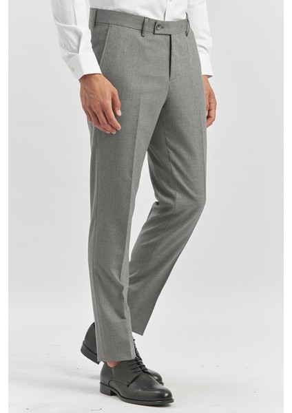 Füme Kendinden Desenli Bez Ayağı Slim Fit Classic Pantolon 1003240165 modelleri