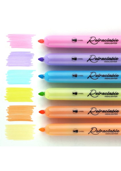 Writech Highlighters Fosforlu Kalemler 6'lı Set - Geri Çekilebilir Tasarım fiyatları