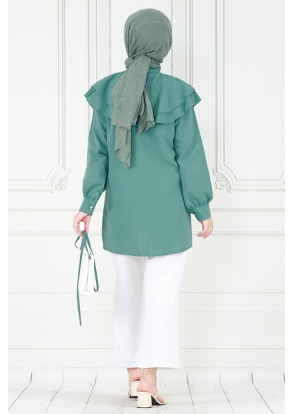 Pelerinli Incili Tunik-Mint Yeşili indirimleri