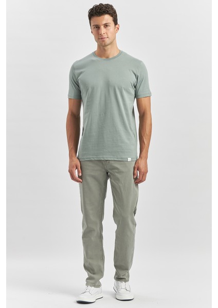 Yeşil Kısa Kol Düz Bez Ayağı Bisiklet Yaka Casual Slim Fit Tişört 1011240193 fiyatları