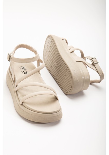 24422-844 Bej Dolgu Topuk Kadın Sandalet modelleri