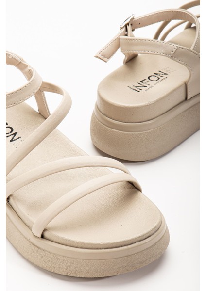 24422-844 Bej Dolgu Topuk Kadın Sandalet indirimleri