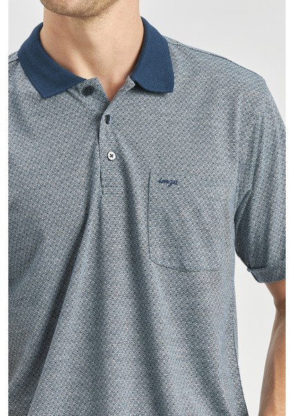 Koyu Lacivert Kısa Kol Kendinden Desenli Jakarlı Polo Yaka Classic Comfort Fit Tişört 1011240190 modelleri