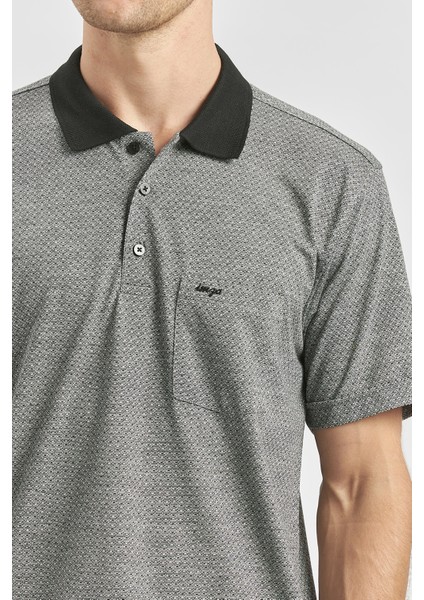 Siyah Kısa Kol Kendinden Desenli Jakarlı Polo Yaka Classic Comfort Fit Tişört 1011240190 fırsatları