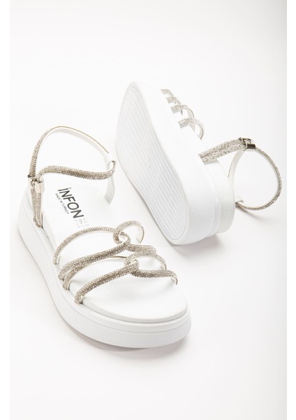 24422-1221 Beyaz Dolgu Topuk Kadın Sandalet fırsatları