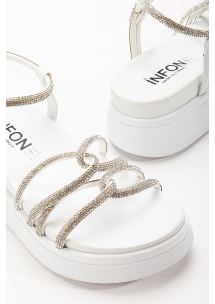 24422-1221 Beyaz Dolgu Topuk Kadın Sandalet indirimleri