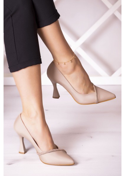 Roland Ten Saten Taşlı Kadeh Topuklu Stiletto