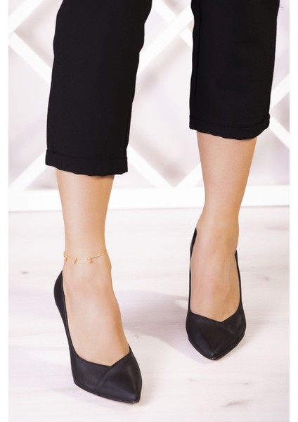 Victoria Siyah Saten Jatqılı Abiye Stiletto modelleri