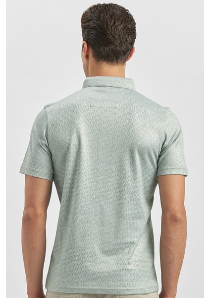 Koyu Yeşil Desenli Merserize Düğmeli Yaka Garnili Pamuklu Casual Slim Fit Dar Kesim Tişört 1011240164 indirimleri