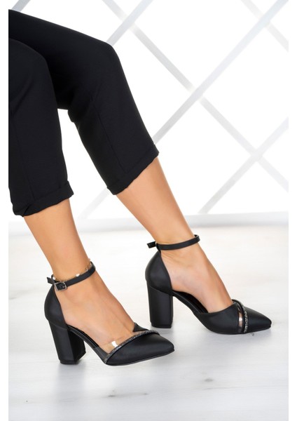 Samira Siyah Saten Taşlı Şeffaf Tasarımlı Ayakkabı fiyatları