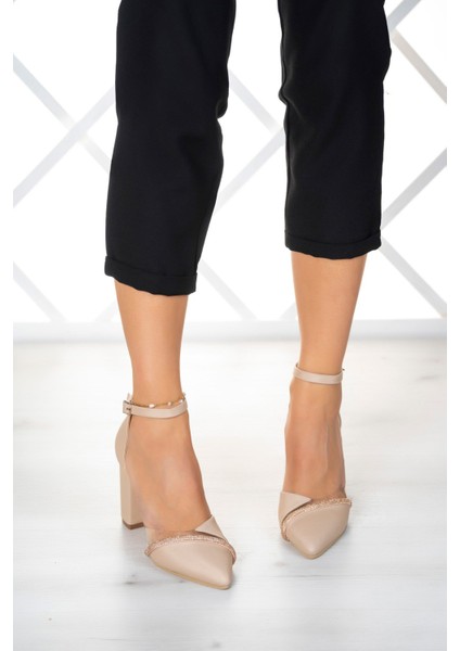 Samira Ten Saten Taşlı Şeffaf Tasarımlı Ayakkabı modelleri