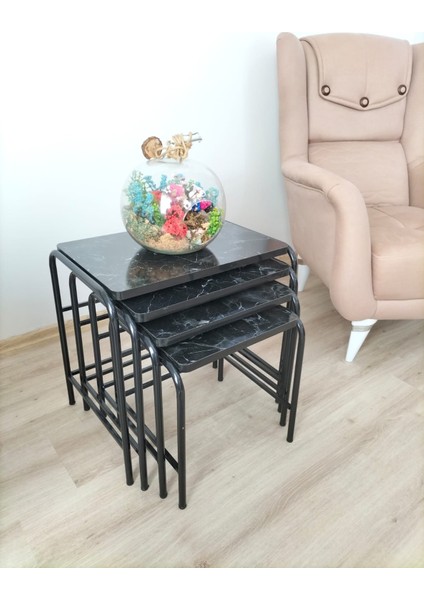 Buket Sehpa, 4'lü Zigon Sehpa, Zigon Sehpa, Servis Sehpası, İç İçe Geçen Sehpa, Ahşap Sehpa, Dörtlü
