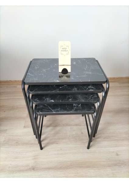 Buket Sehpa, 4'lü Zigon Sehpa, Zigon Sehpa, Servis Sehpası, İç İçe Geçen Sehpa, Ahşap Sehpa, Dörtlü