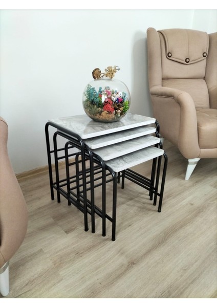 Buket Sehpa, 4'lü Zigon Sehpa, Zigon Sehpa, Servis Sehpası, İç İçe Geçen Sehpa, Ahşap Sehpa, Dörtlü