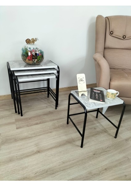 Buket Sehpa, 4'lü Zigon Sehpa, Zigon Sehpa, Servis Sehpası, İç İçe Geçen Sehpa, Ahşap Sehpa, Dörtlü