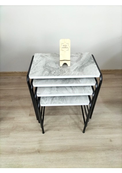 Buket Sehpa, 4'lü Zigon Sehpa, Zigon Sehpa, Servis Sehpası, İç İçe Geçen Sehpa, Ahşap Sehpa, Dörtlü