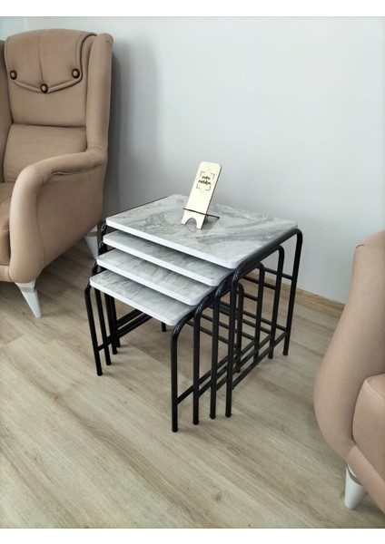 Buket Sehpa, 4'lü Zigon Sehpa, Zigon Sehpa, Servis Sehpası, İç İçe Geçen Sehpa, Ahşap Sehpa, Dörtlü
