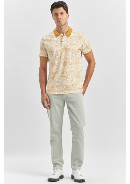 Hardal Baskılı Pike Polo Yaka Garnili %100 Pamuk Casual Slim Fit Dar Kesim Tişört 1011240157