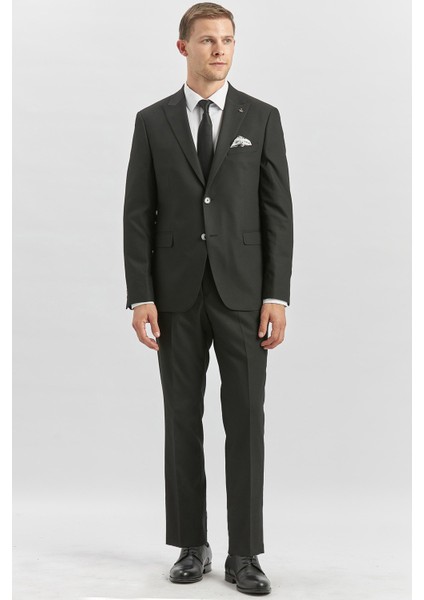 Siyah Desenli Armürlü Kırlangıç Yaka Likralı 6 Drop Slim Fit Takım Elbise 1001240172 modelleri