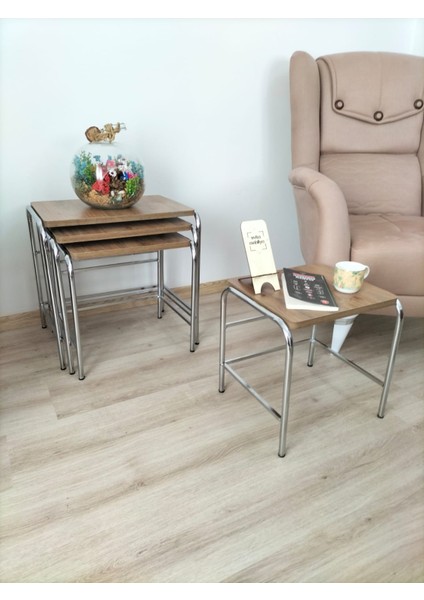 Buket Sehpa, 4'lü Zigon Sehpa, Zigon Sehpa, Servis Sehpası, İç İçe Geçen Sehpa, Ahşap Sehpa, Dörtlü