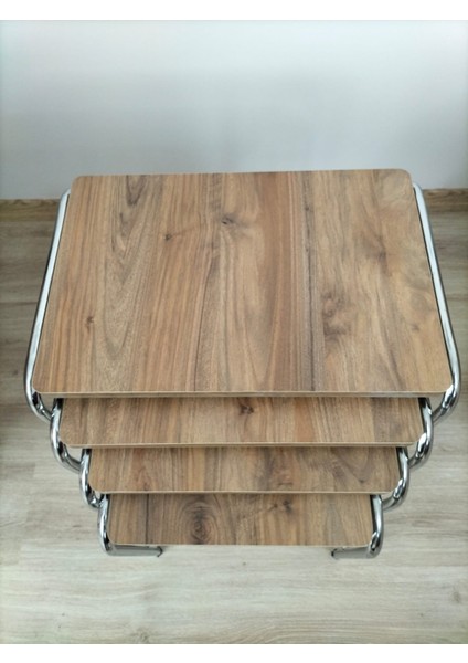 Buket Sehpa, 4'lü Zigon Sehpa, Zigon Sehpa, Servis Sehpası, İç İçe Geçen Sehpa, Ahşap Sehpa, Dörtlü