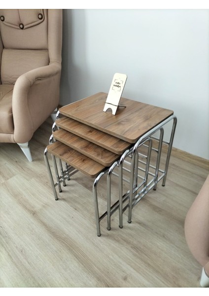 Buket Sehpa, 4'lü Zigon Sehpa, Zigon Sehpa, Servis Sehpası, İç İçe Geçen Sehpa, Ahşap Sehpa, Dörtlü