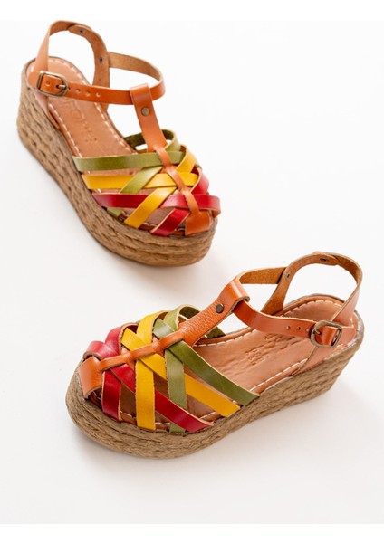 684-02 Multi Ortopedik Hakiki Deri Dolgu Kadın Sandalet